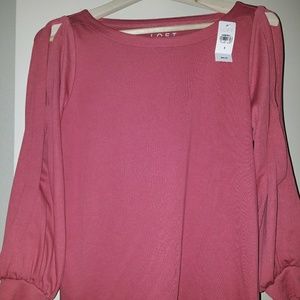 NWT LOFT knit blouson top with split sleeves